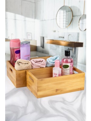Naturelove 2'li Bambu Organizer Mutfak Banyo Düzenliyici Kutu