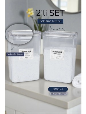 Naturelove 2'li Ölçek Hediyeli Etiketli Deterjan Renkliler Beyazlar Kavanozu / Kutusu Seti x 2 Ad