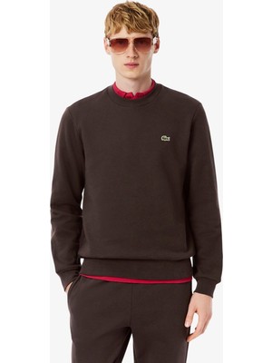 Lacoste Men's Classic Fit Şardonsuz Bisiklet Yaka Sweatshirt Kahverengi