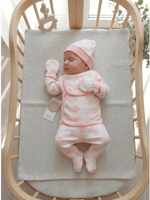 Asyaden Baby Kız Bebek Erkek Bebek Papatya Desenli Pamuklu Çıtçıtlı 0-3 Ay 7li Zıbın Set Yenidoğan Hastane Çıkışı