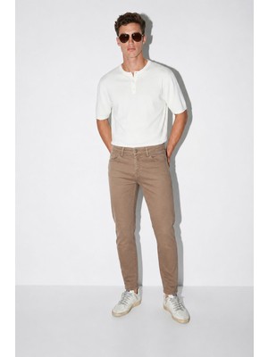 Vena Richard Slim Fit 5 Cep Parça Boya Pantolon-Camel