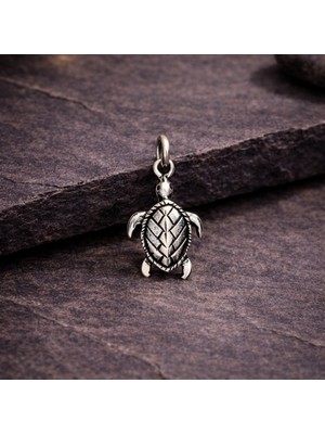 Ebrar Silver Gümüş Mini Kaplumbağa Kolye Ucu 925 Ayar Gümüş Küçük Boy Kaplumbağa Figürlü Unisex Kolye Ucu
