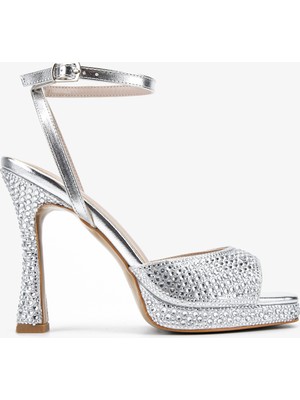 Valmenti Kadın Suni Deri Gümüş Night Shoes Ayakkabı 921 655 Bn Ayk Y26 Sılver Taslı