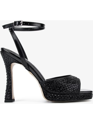 Valmenti Kadın Suni Deri Siyah Taşlı Night Shoes Ayakkabı 921 655 Bn Ayk Y26 Sıyah Taslı