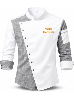 Mekaizen Chef Ceketi – Aşçı Üniforması, Aşçı Gömleği Aşçı Forması Asimetrik Tasarım Nakış Hediyeli