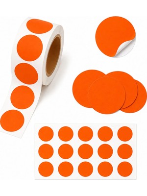 Repro Design Renkli 2  cm Turuncu Yapışkanlı Nokta Etiket 25 Adet