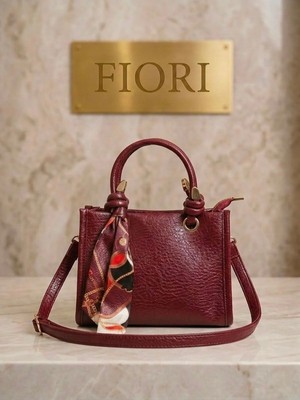 Fiori Fularlı Kadın Suni Deri El Çantası Omuz Çantası
