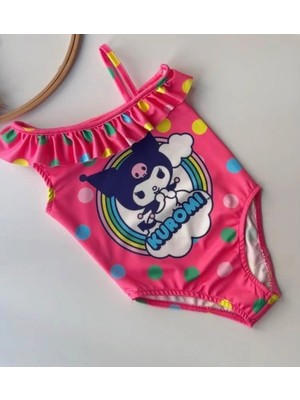 Cg Kids Kuromi Fırfır Detaylı Askılı Kız Çocuk Mayo Kini