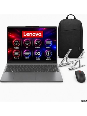 Lenovo Ideapad Slim 3 Amd Ryzen 5 7535HS 40GB 1tb SSD W11P 15.3" Taşınabilir Bilgisayar + Çanta Mouse Stand