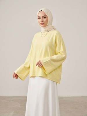 Miostil Geniş Takma Manşet Tunik-Sarı