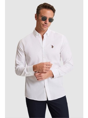 U.S. Polo Assn. Erkek Beyaz Uzun Kollu Basic Gömlek 50332757-VR013