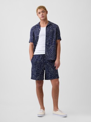 Gap Erkek Lacivert 7" Keten Karışımlı Easy Şort