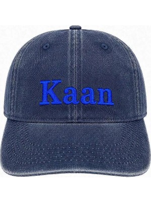 Tesbihane Unisex Vintage Beyzbol Şapkası - Isme Özel Nakışlı - Eskitme Kumaş - Lacivert - Metal Tokalı