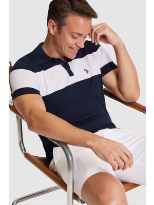 U.S. Polo Assn. Erkek Lacivert Slim Fit Polo Yaka Triko Tişört 50325135-VR033