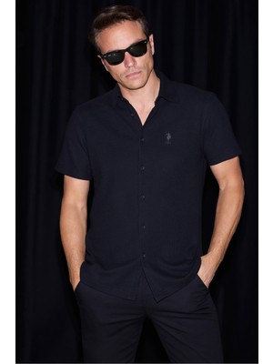 U.S. Polo Assn. Erkek Siyah Örme Gömlek 50320217-VR046