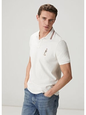 Kırık Beyaz Comfort Fit Clubby Pike Polo T-Shirt