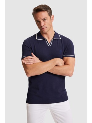 U.S. Polo Assn. Erkek Lacivert Polo Yaka Triko Tişört 50321682-VR033