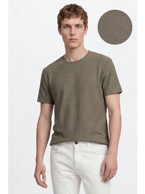 Altınyıldız Classics Pamuklu Slim Fit Bisiklet Yaka Jakarlı Esnek Tişört