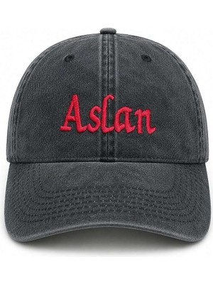 Tesbihane Isme Özel Nakışlı Siyah Vintage Stil Eskitme Kumaş Ayarlanabilir Unisex Beyzbol Şapkası