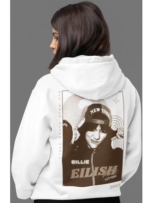 Sevbano Billie Eilish Şarkıcı Sırt Baskılı Unisex Oversize Penye Hoodie
