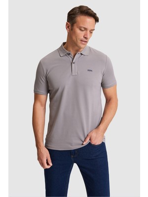 U.S. Polo Assn. Erkek Gri Regular Fit Polo Yaka Basic Tişört 50326963-VR024