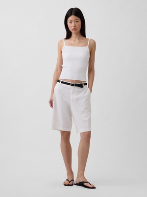 Gap Kadın Beyaz 9" Low Rise Keten Karışımlı Şort