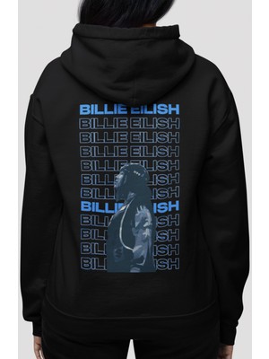 Sevbano Tasarım Billie Eilish Şarkıcı Sırt Baskılı Unisex Oversize Penye Hoodie
