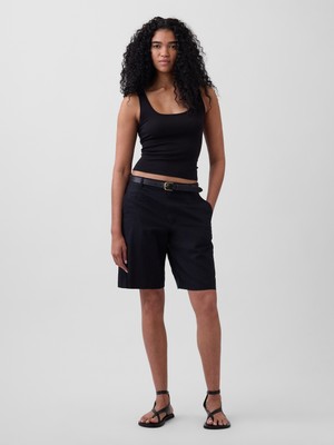 Gap Kadın Siyah 9" Low Rise Keten Karışımlı Şort