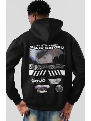Sevbano Gojo Satoru Jujutsu Kaisen Anime Sırt Baskılı Unisex Oversize Penye Hoodie