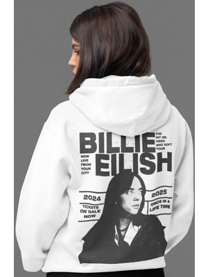 Sevbano Billie Eilish Şarkıcı Sırt Baskılı Unisex Oversize Penye Hoodie