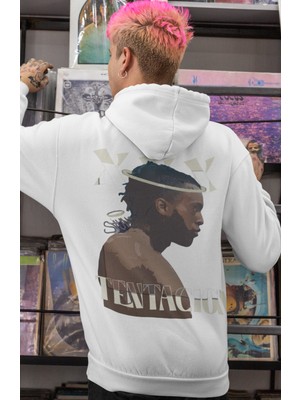 Sevbano x Tentacion Rapper Şarkıcı Sırt Baskılı Unisex Oversize Penye Hoodie