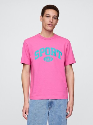 Gap Erkek Pembe Gap Sport Logo Relaxed T-Shirt