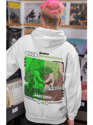 Sevbano Roronoa Zoro One Piece Sırt Baskılı Unisex Oversize Penye Hoodie