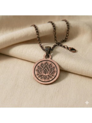 Zib Grips Velvet Copper Lotus Mandala Saf Bakır El Yapımı Boho Kolye Spiritüel Hediye Unisex