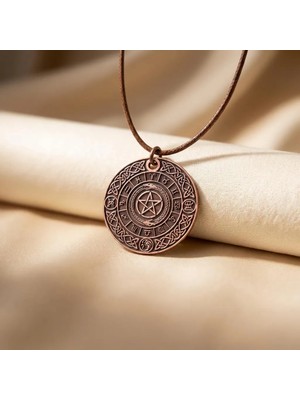 Zib Grips Velvet Copper Pentagram ve Ouroboros Saf Bakır El Yapımı Boho Kolye Spiritüel Hediye Unisex