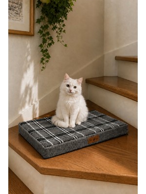 Bir Pati İzi Kedi ve Köpek Yer Minderi ve Matı Üst Kalite Yıkanabilir Kılıflı Fermuarlı 5 cm Süngerli Kaydırmaz Taban Kedi ve Köpek Yatağı