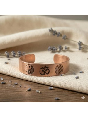 Zib Grips Velvet Copper Om Yin Yang Yaşam Çiçeği Saf Bakır El Yapımı Boho Bilezik Spiritüel Hediye Unisex