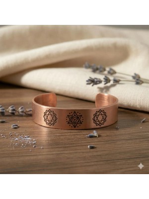 Zib Grips Velvet Copper Merkaba Saf Bakır El Yapımı Boho Bilezik Spiritüel Hediye Unisex
