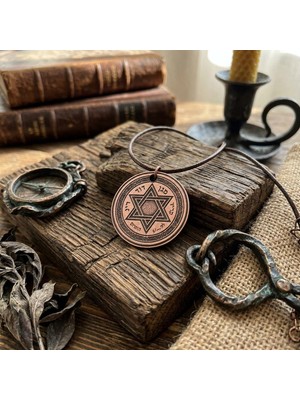 Zib Grips Velvet Copper Süleyman Mührü Saf Bakır El Yapımı Boho Kolye Spiritüel Hediye Unisex