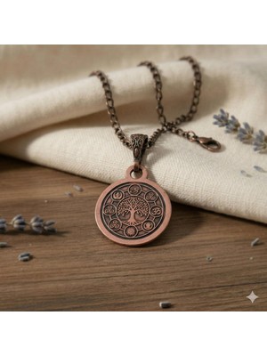 Zib Grips Velvet Copper Hayat Ağacı Horus Gözü Saf Bakır El Yapımı Boho Kolye Spiritüel Hediye Unisex