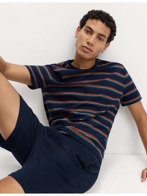 Marks & Spencer Saf Pamuklu Çizgili Pijama Takımı