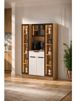 Fly Mobilya 120 cm Ledli Brown Çok Amaçlı Dolap