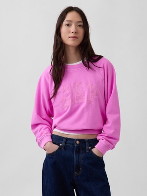 Gap Kadın Pembe Fransız Havlu Kumaş Raglan Logo Sweatshirt