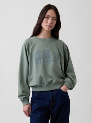 Gap Kadın Koyu Yeşil Fransız Havlu Kumaş Raglan Logo Sweatshirt