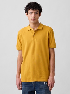 Gap Erkek Hardal Pique Polo Yaka T-Shirt