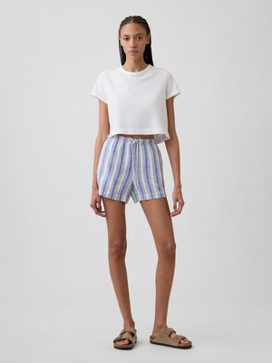 Gap Kadın Mavi 4" High Rise Pull-On Keten Karışımlı Şort