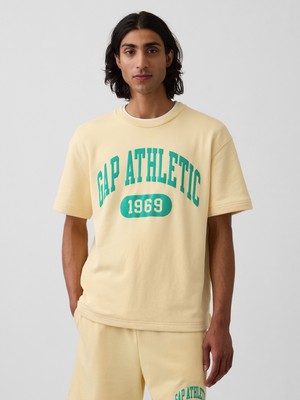 Gap Erkek Sarı Relaxed Fransız Havlu Kumaş Grafik Baskılı T-Shirt