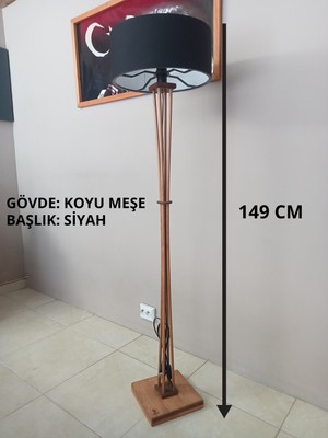 Balsa Dekor Lambader- Ahşap Ayaklı Köşe Lambası - Naturel