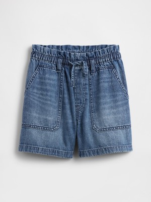 Gap Kız Çocuk Mavi High Rise Relaxed Pull-On Utility Şort