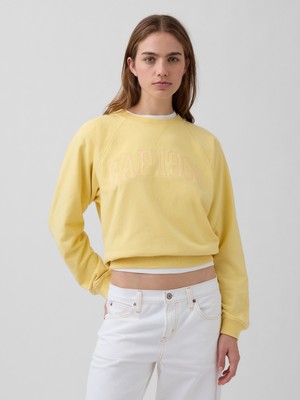 Gap Kadın Sarı Fransız Havlu Kumaş Raglan Logo Sweatshirt